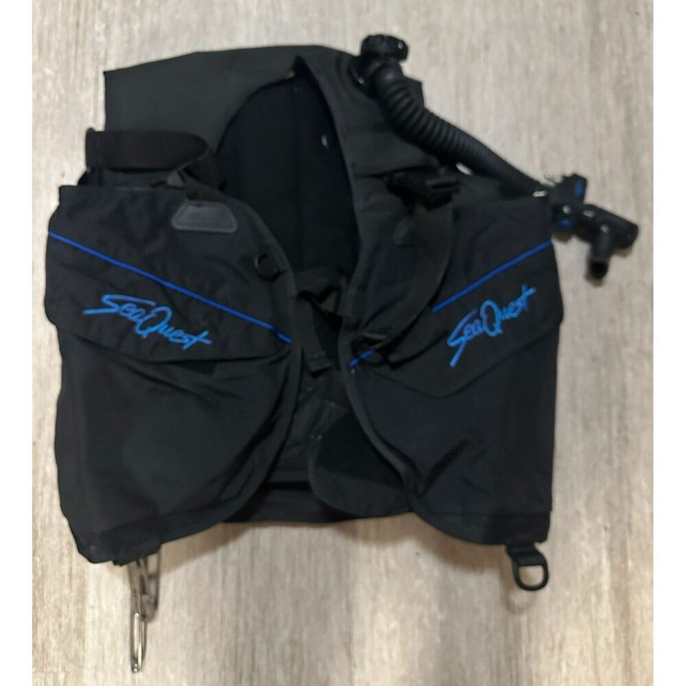 SeaQuest BCD Scuba Diving Buoyancy Compensator Device Vest Black Blue size L